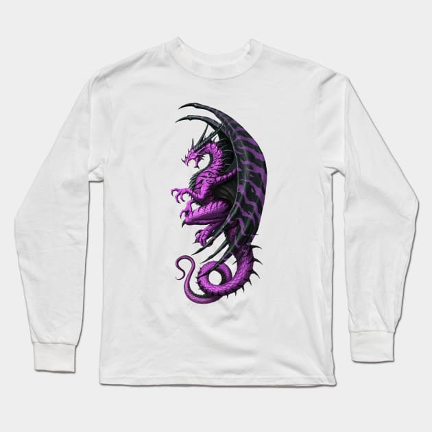 Master Dragon Purple Long Sleeve T-Shirt by chriskar